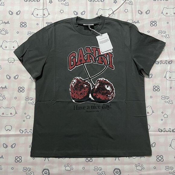 Cherry Cartoon Print Short-Sleeved T-Shirt Ganni - Picture 1 of 5
